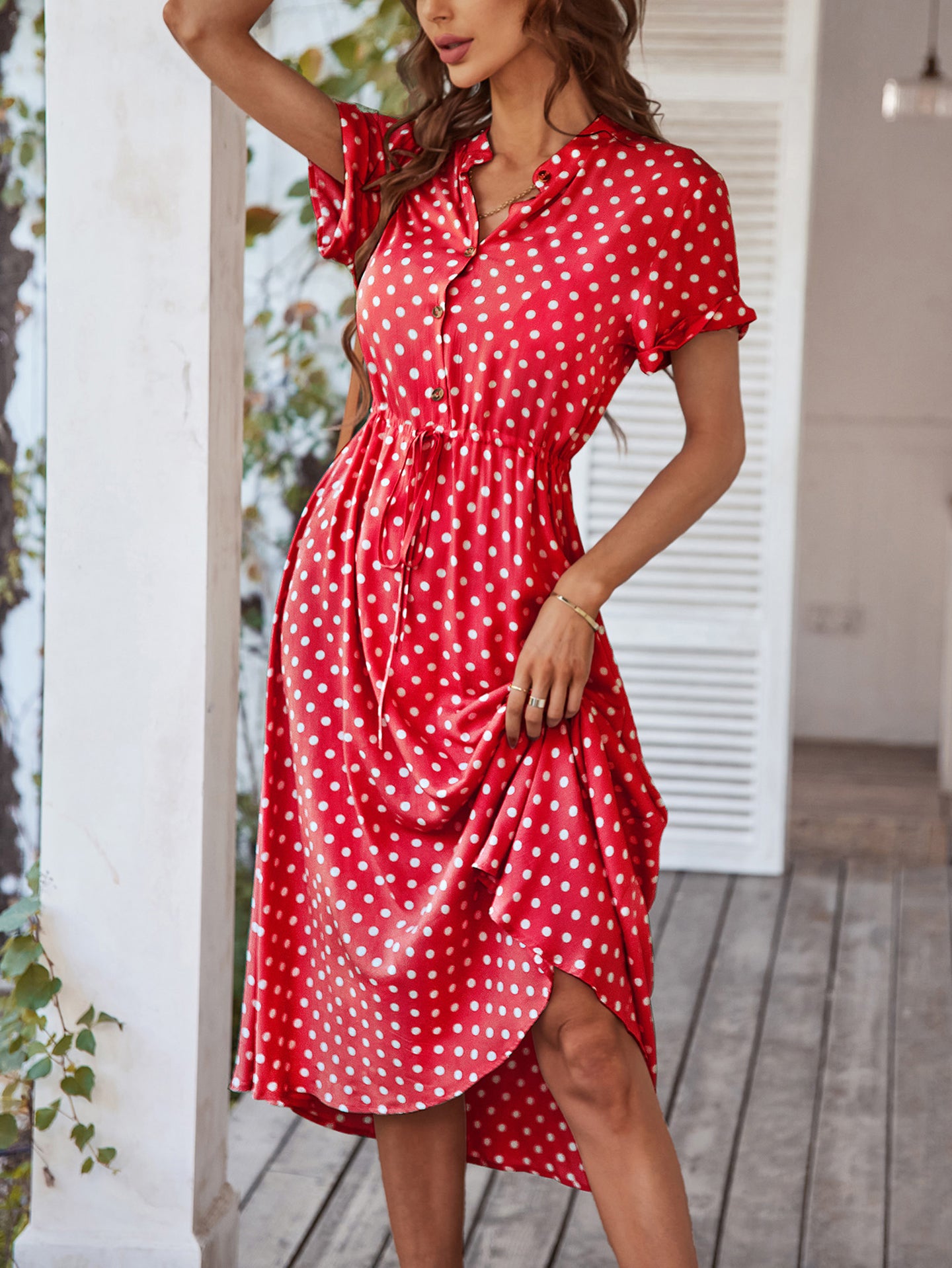 Women Polka Dot Print Fit and Flare Dress