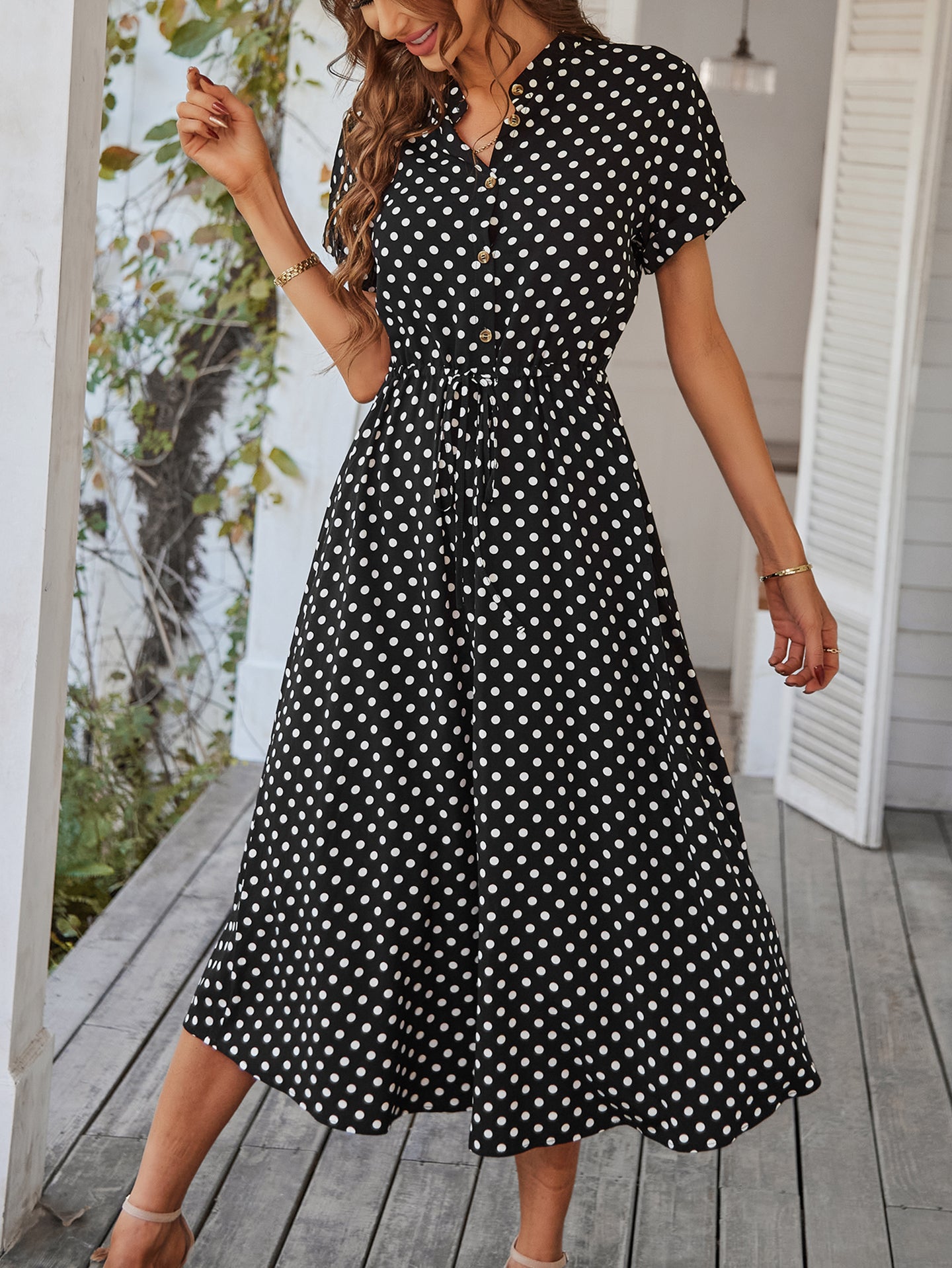 Women Polka Dot Print A-Line Dress