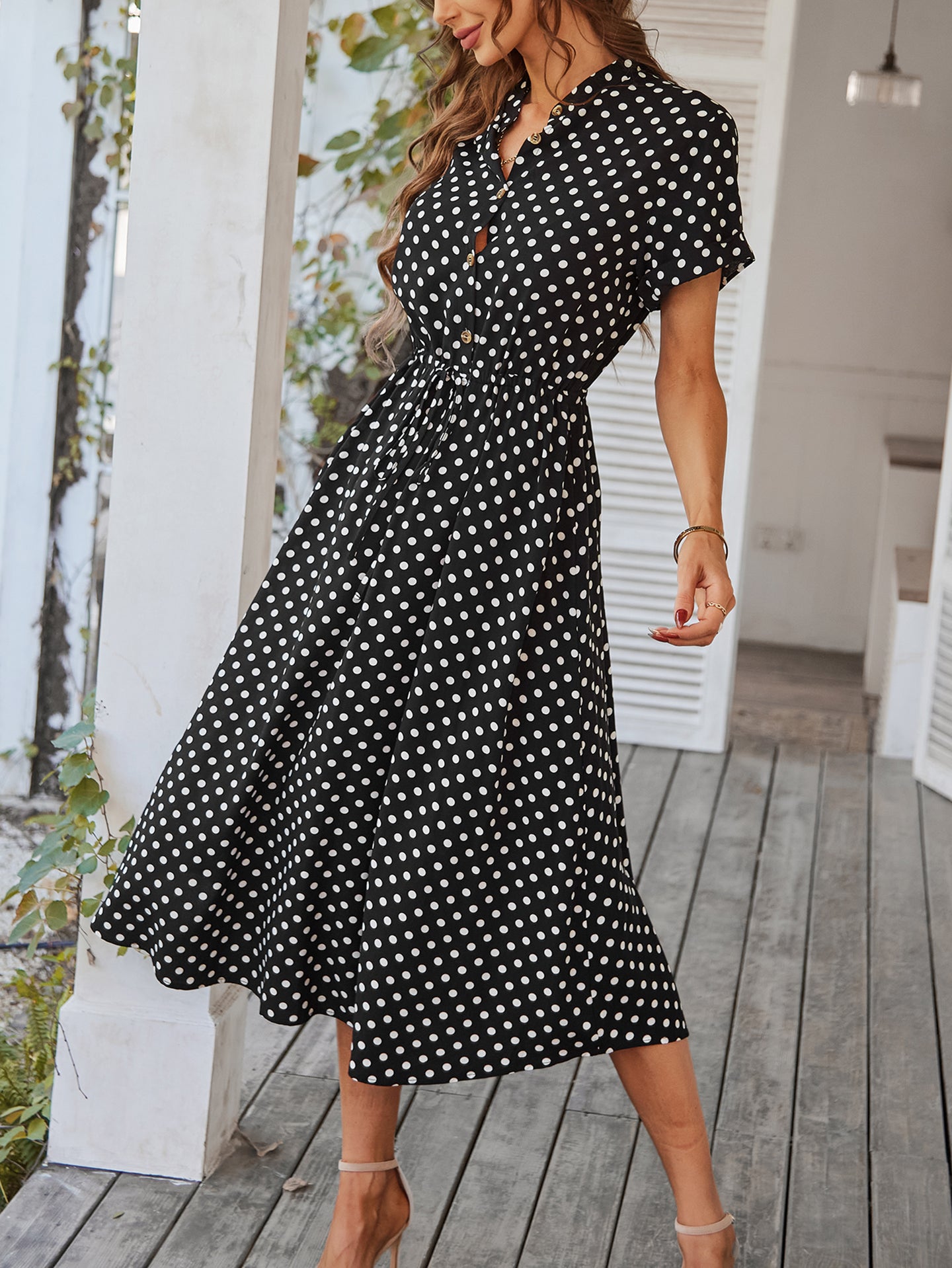 Women Polka Dot Print A-Line Dress