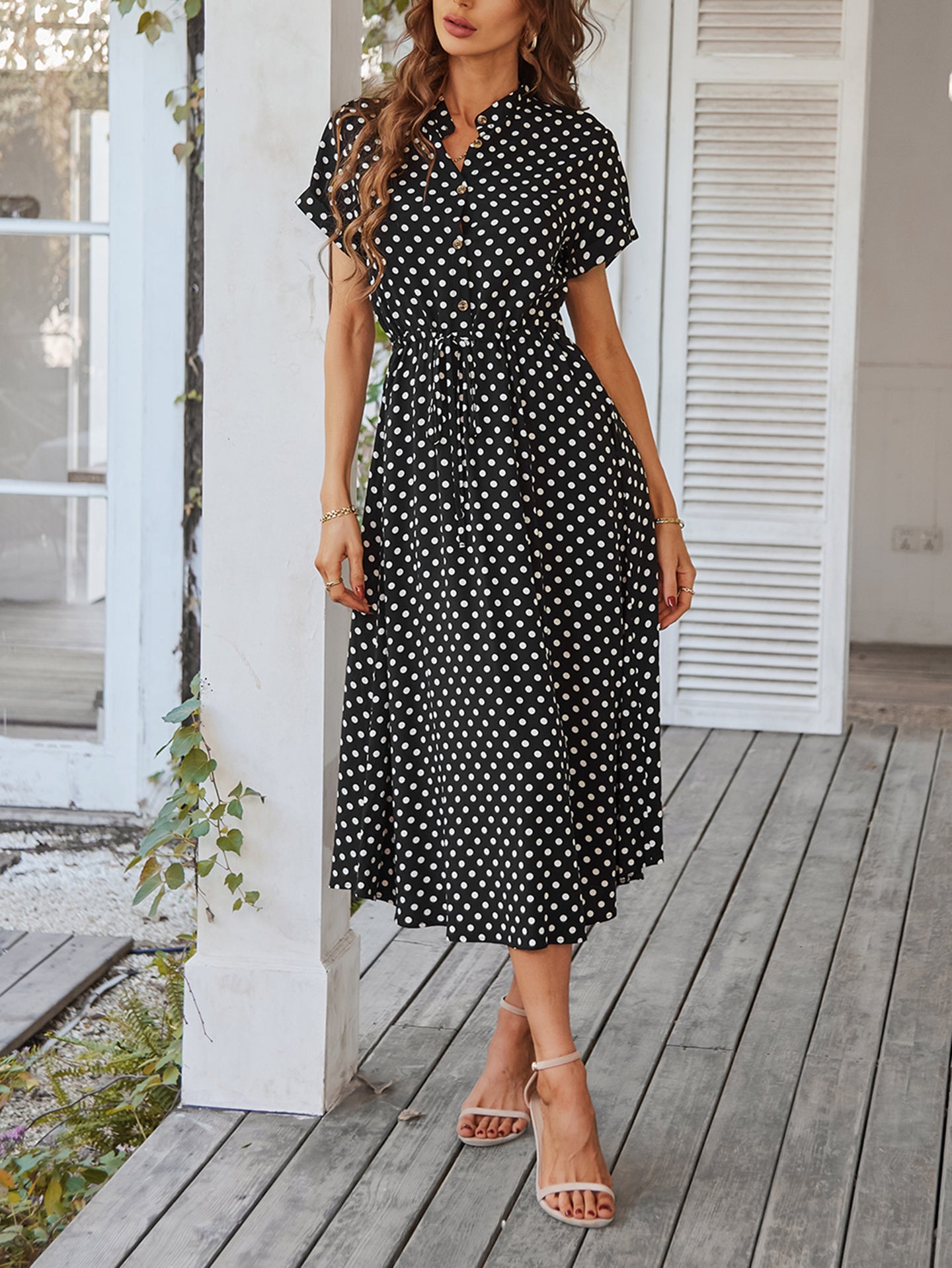 Women Polka Dot Print A-Line Dress