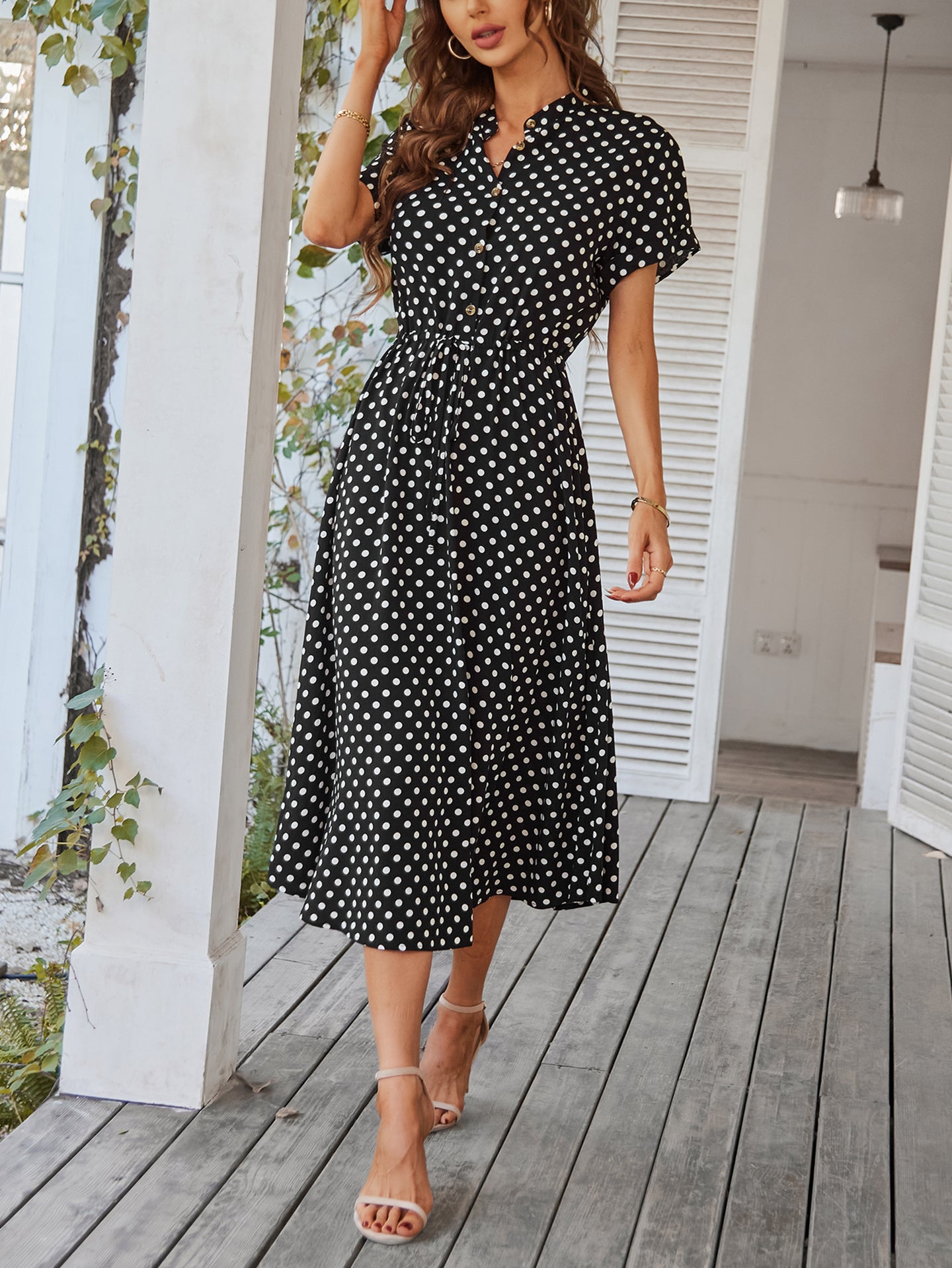 Women Polka Dot Print A-Line Dress