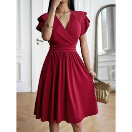 Women V-Neck Fit and Flare Dress