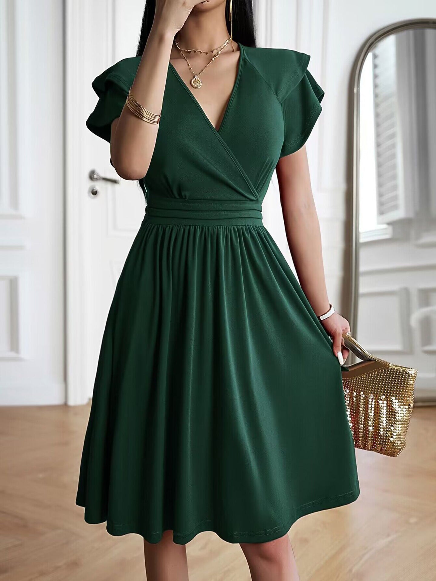 Women V-neck Fit & Flared Dress