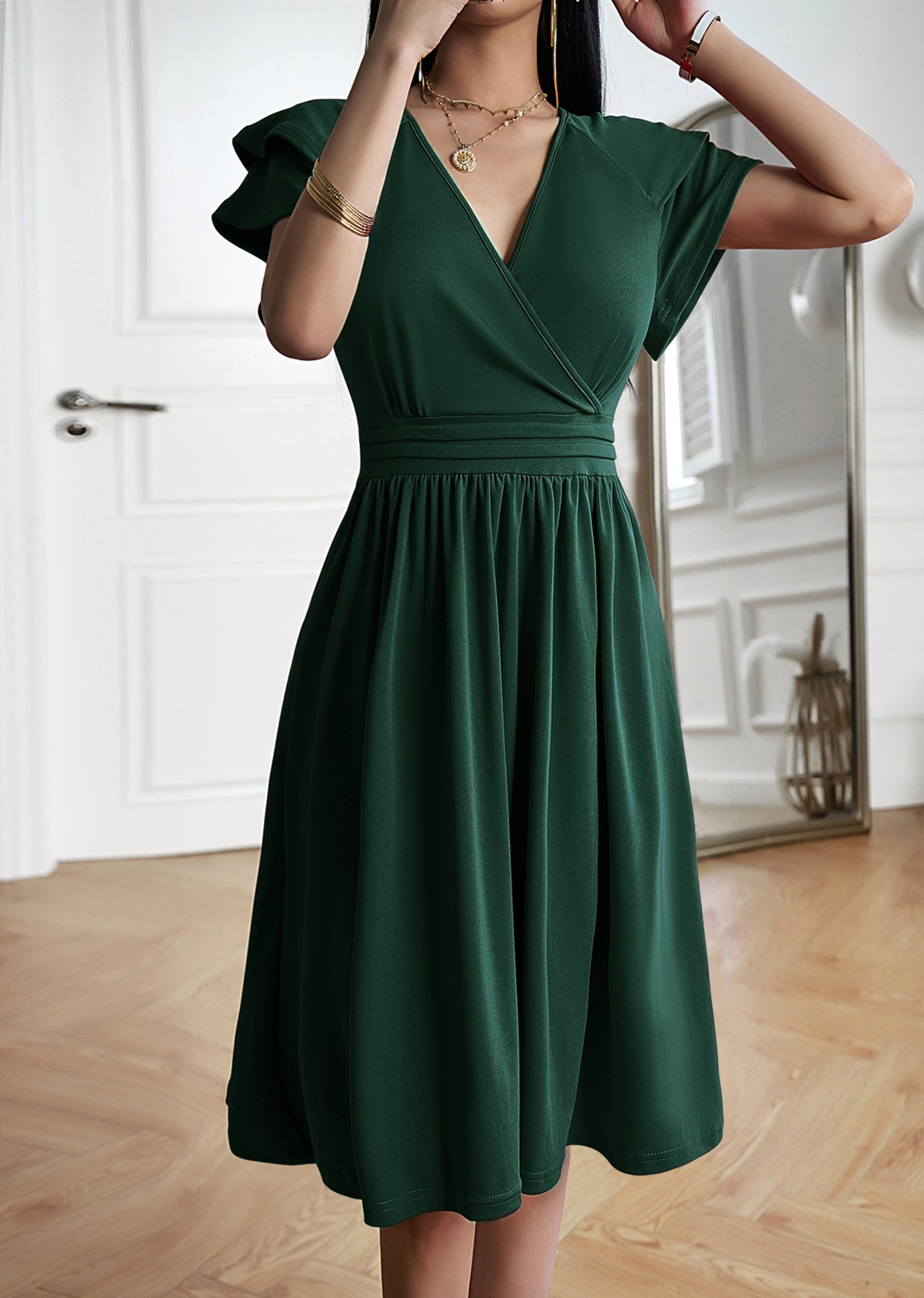 Women V-neck Fit & Flared Dress