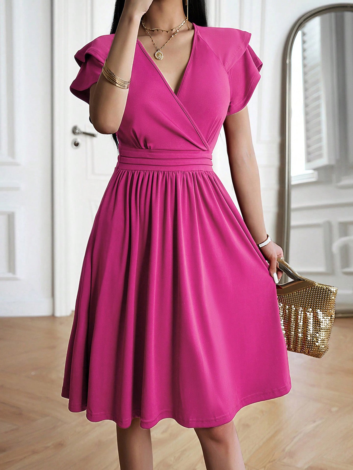 Women V-neck Fit & Flared Dress