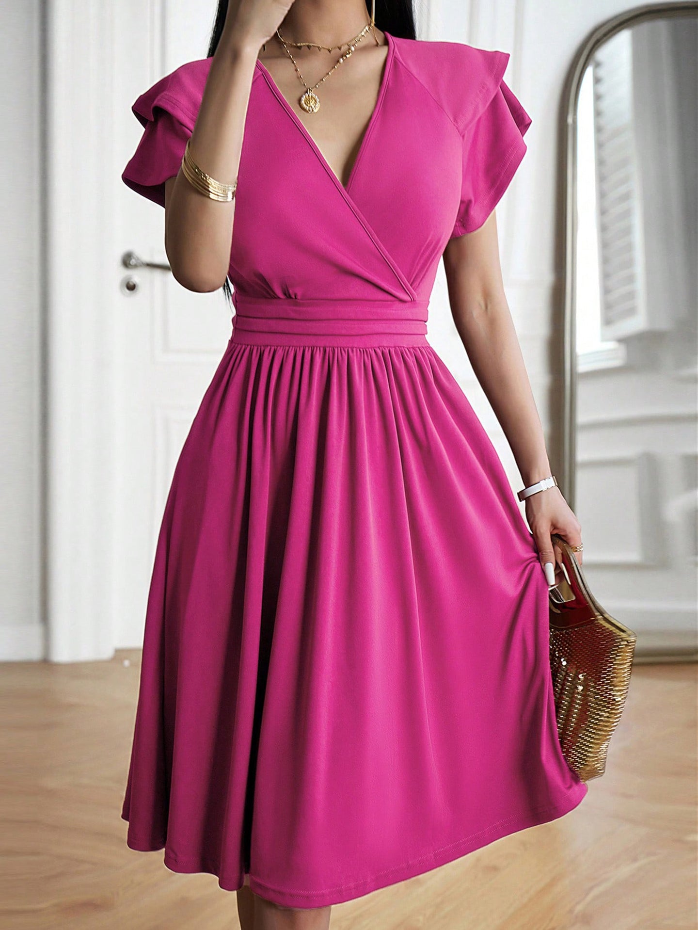 Women V-neck Fit & Flared Dress