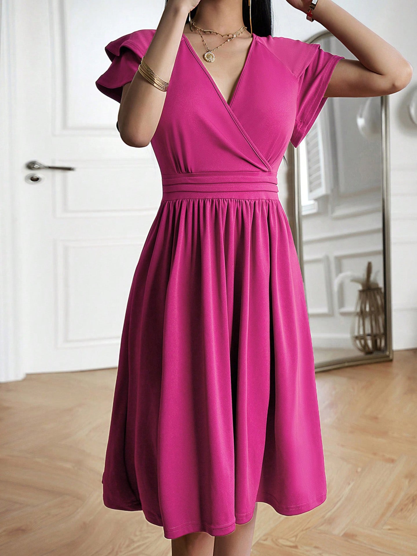 Women V-neck Fit & Flared Dress