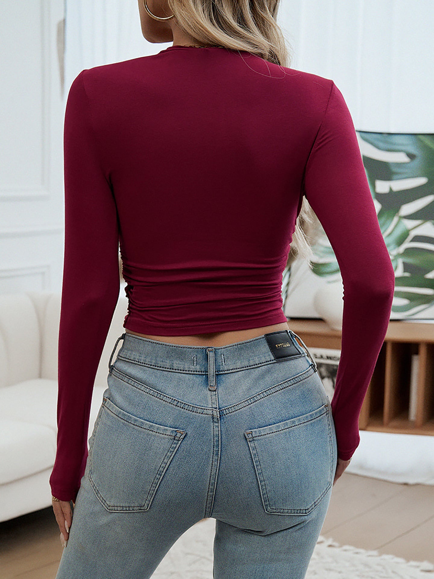 Women Solid Round Neck Top