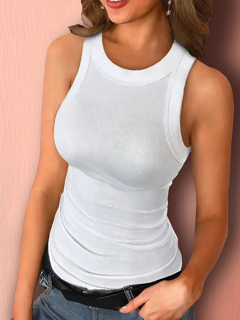 Women Shoulder Straps Sleeveless Fitted Crop Top