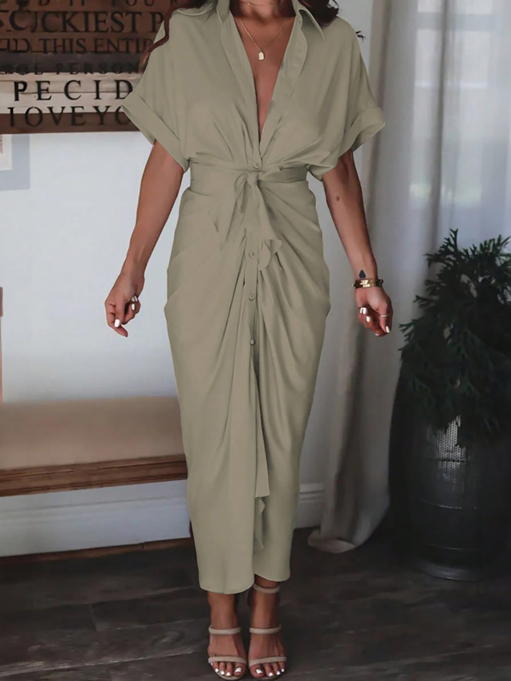 Women Shirt Maxi Dress