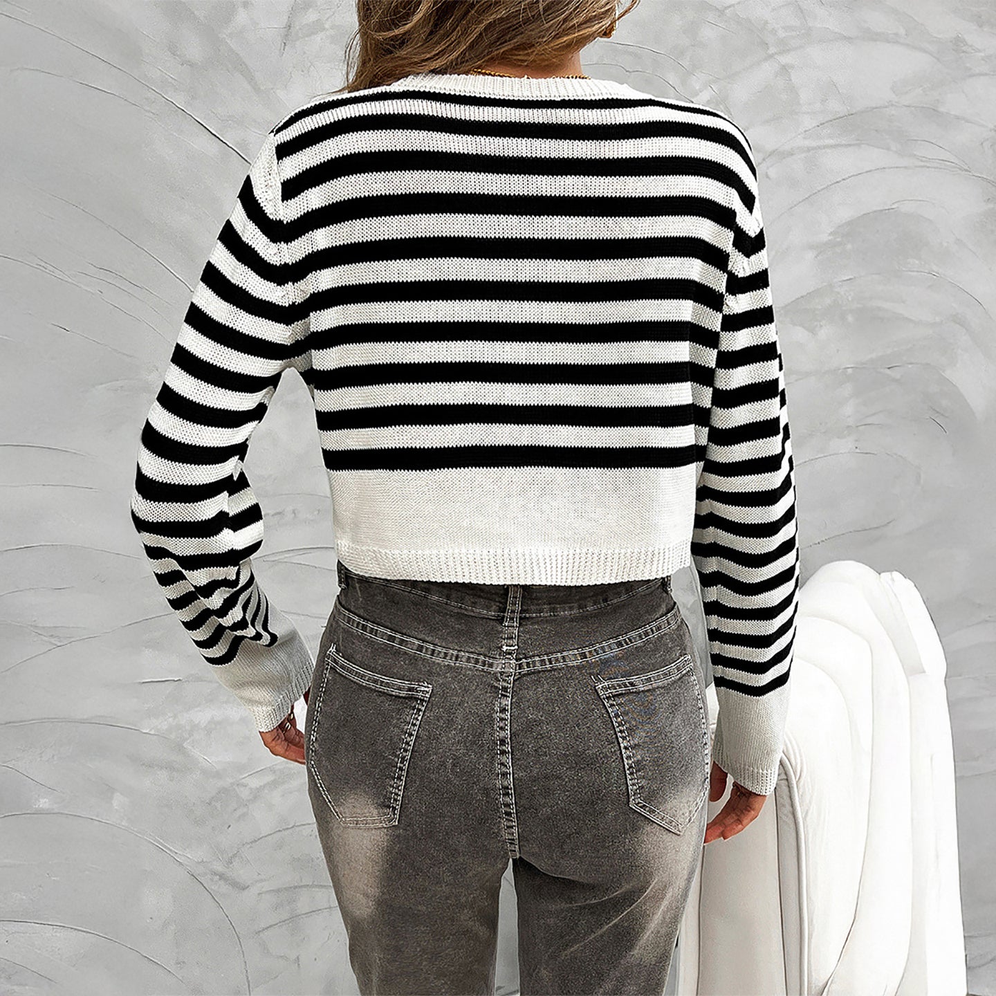 Women Striped Cardigan Sweater