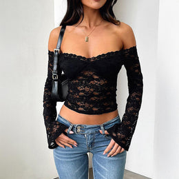 Women Waist Tie-Ups Net Crop Regular Top