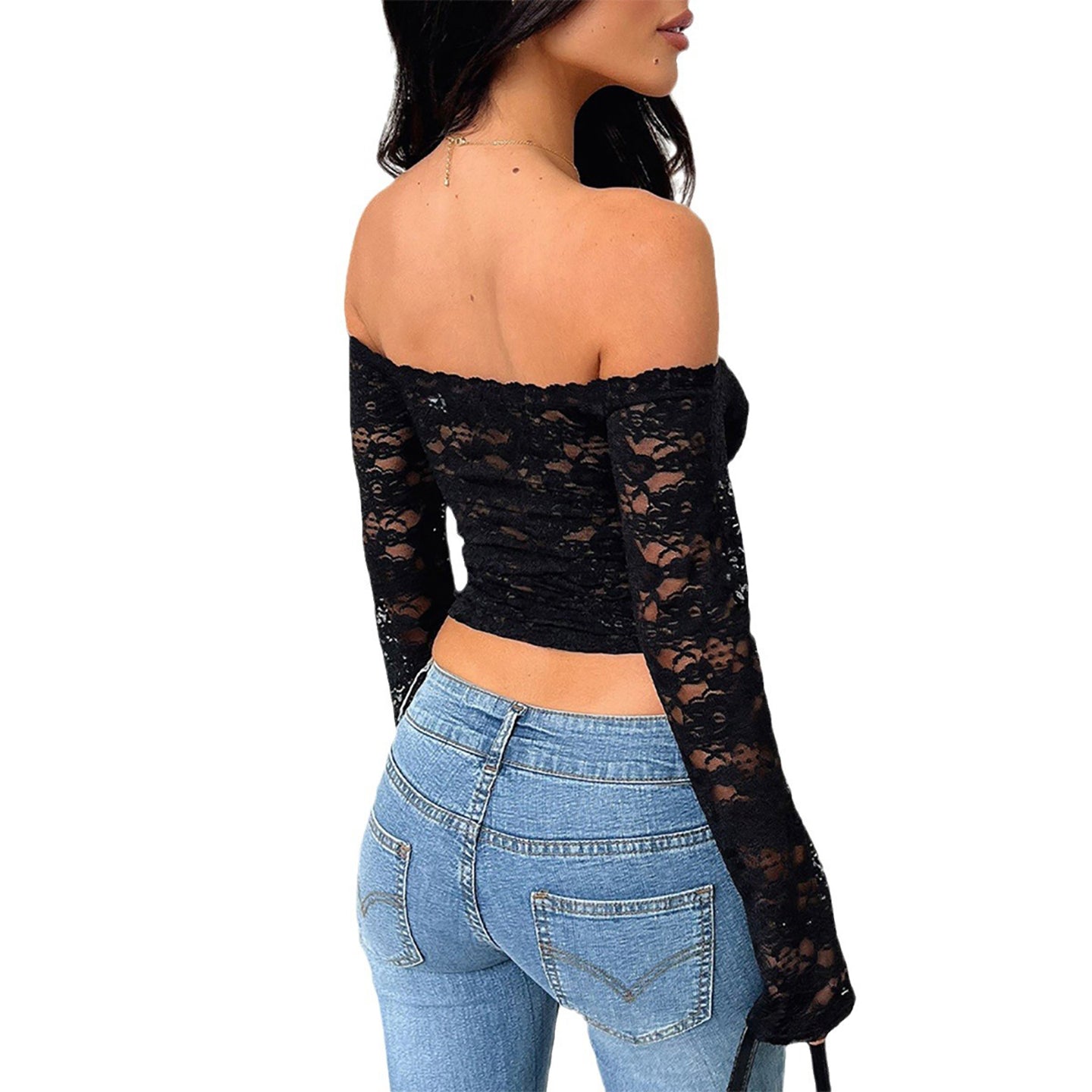 Women Waist Tie-Ups Net Crop Regular Top