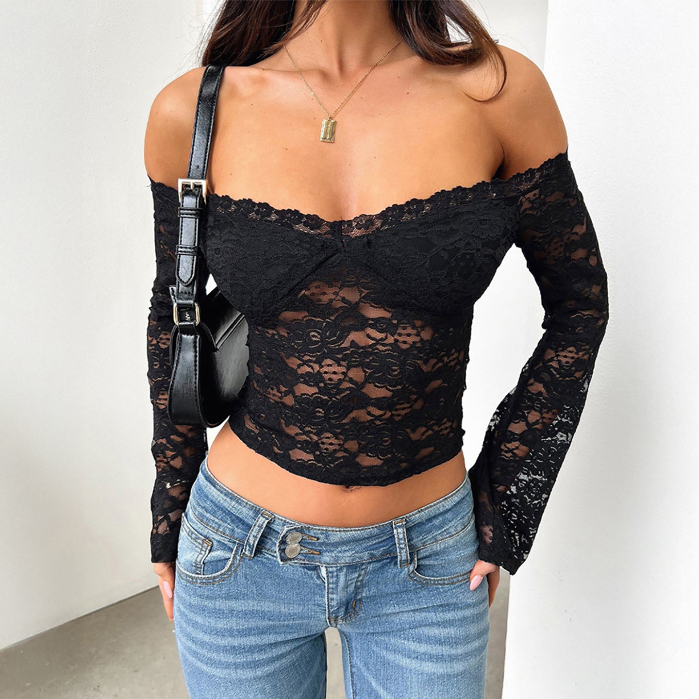Women Waist Tie-Ups Net Crop Regular Top