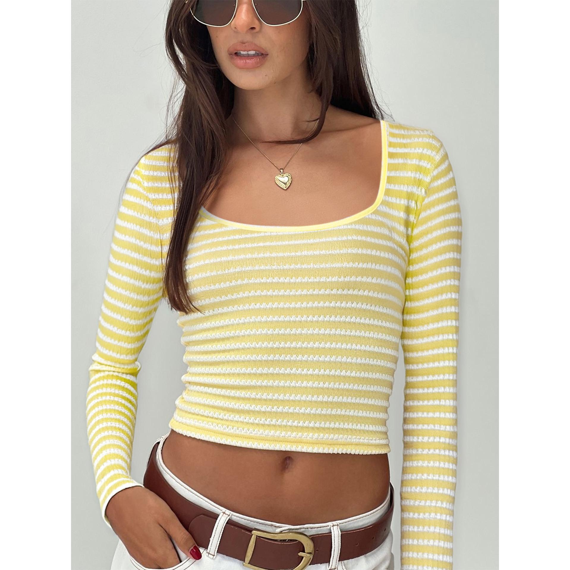 Women Striped Crop Top