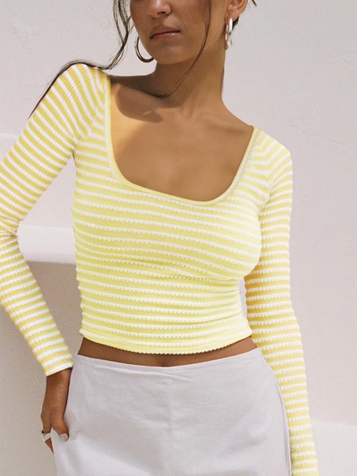 Women Striped Crop Top