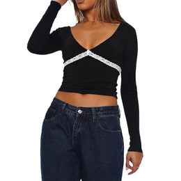 Women V-Neck Crop Top