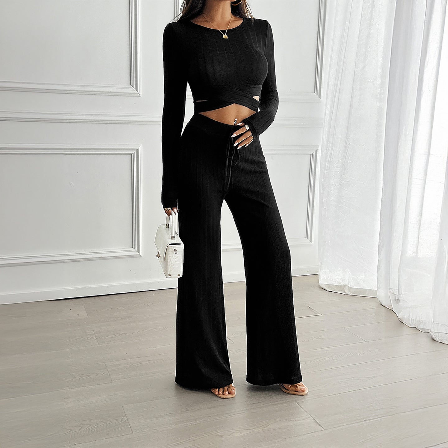 Round Neck Top with Trousers