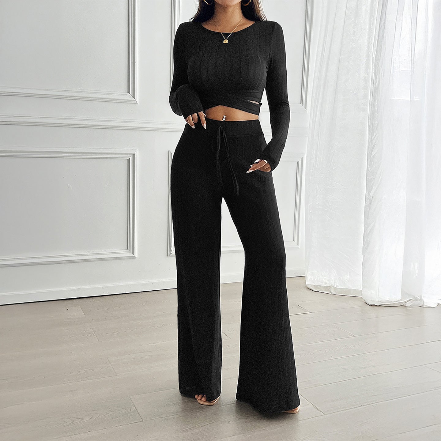 Round Neck Top with Trousers