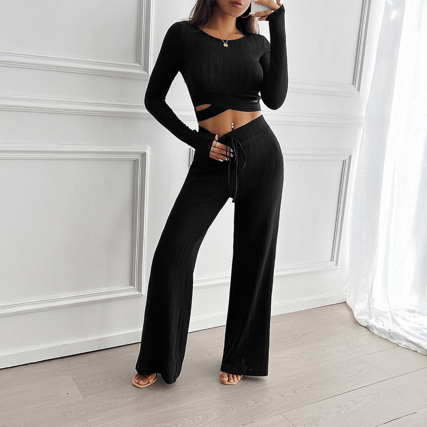 Round Neck Top with Trousers