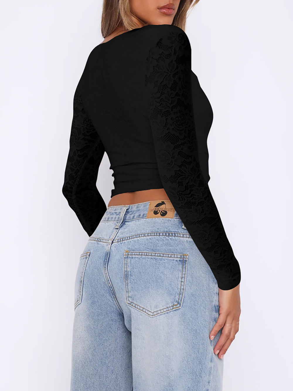Women Extended Sleeves Crop Top