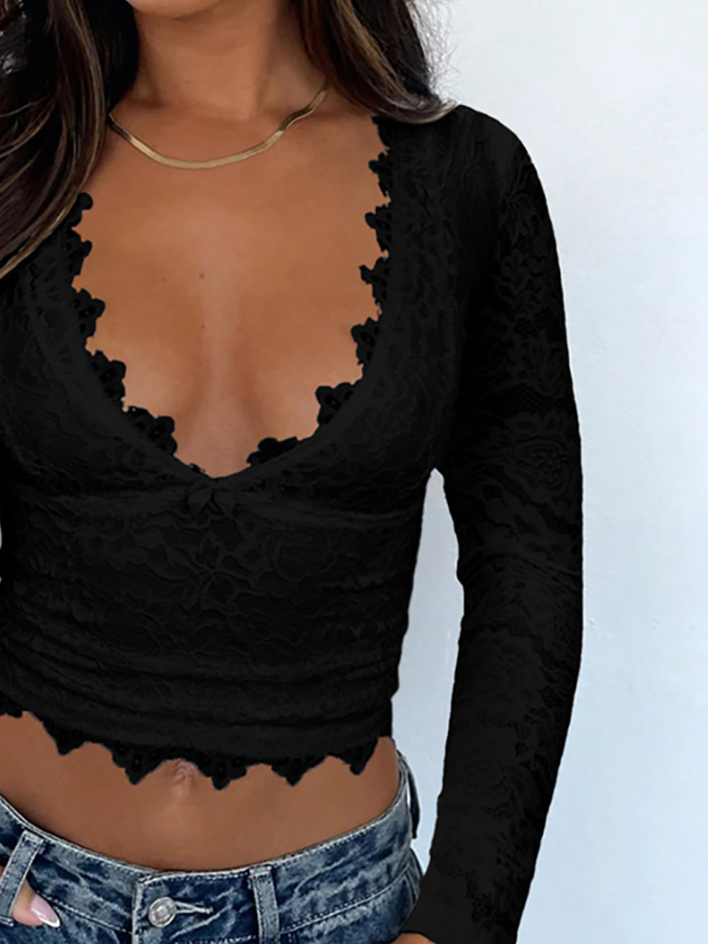 Women Extended Sleeves Crop Top