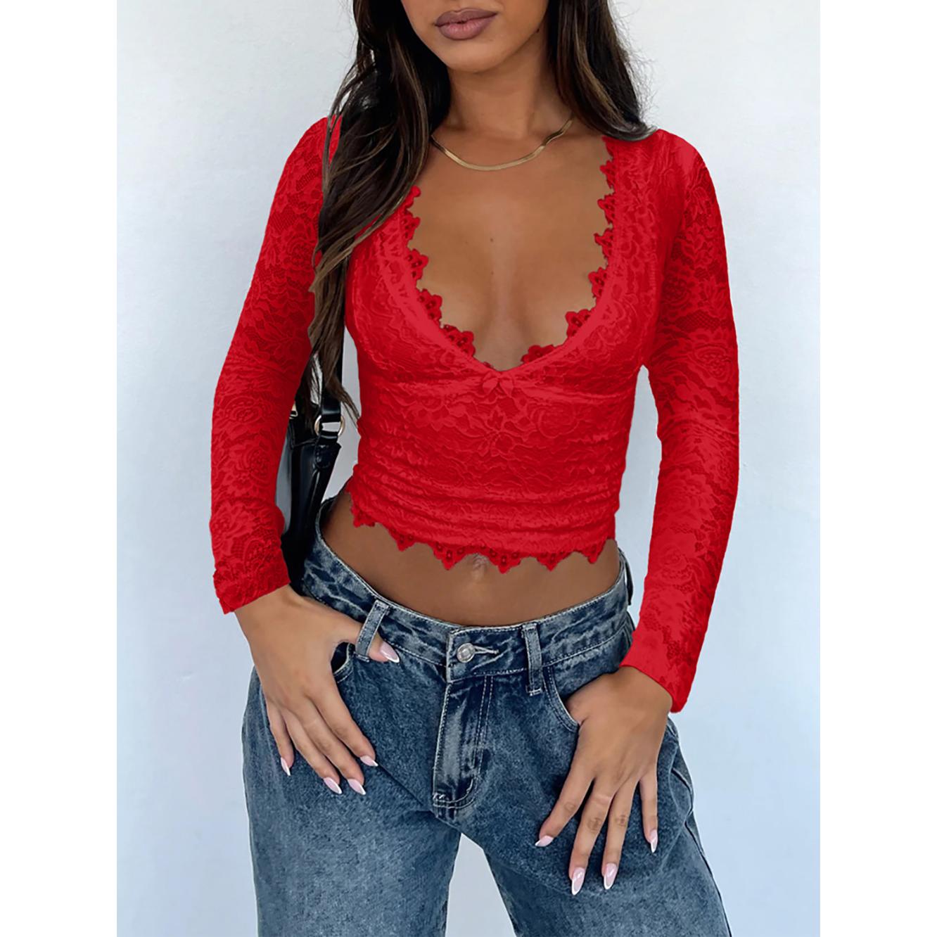 V-Neck Net Crop Top
