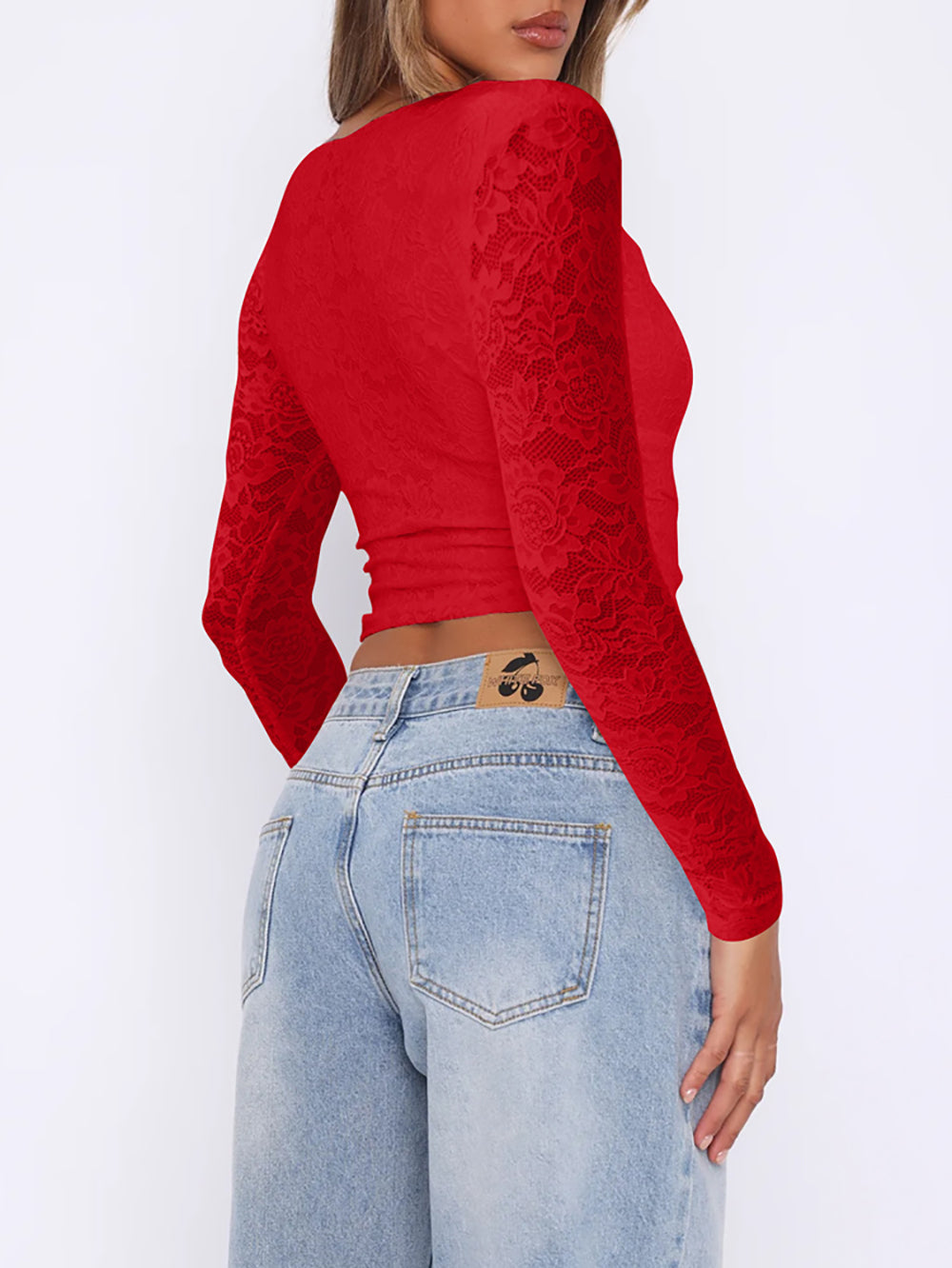 V-Neck Net Crop Top