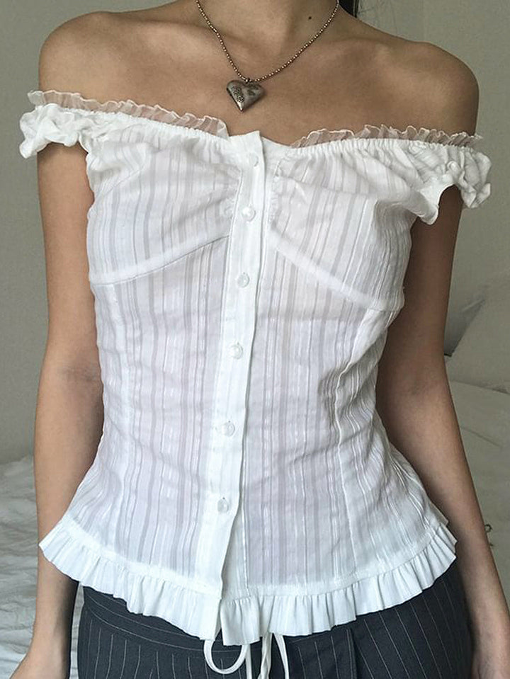 Striped Off-Shoulder Regular Top