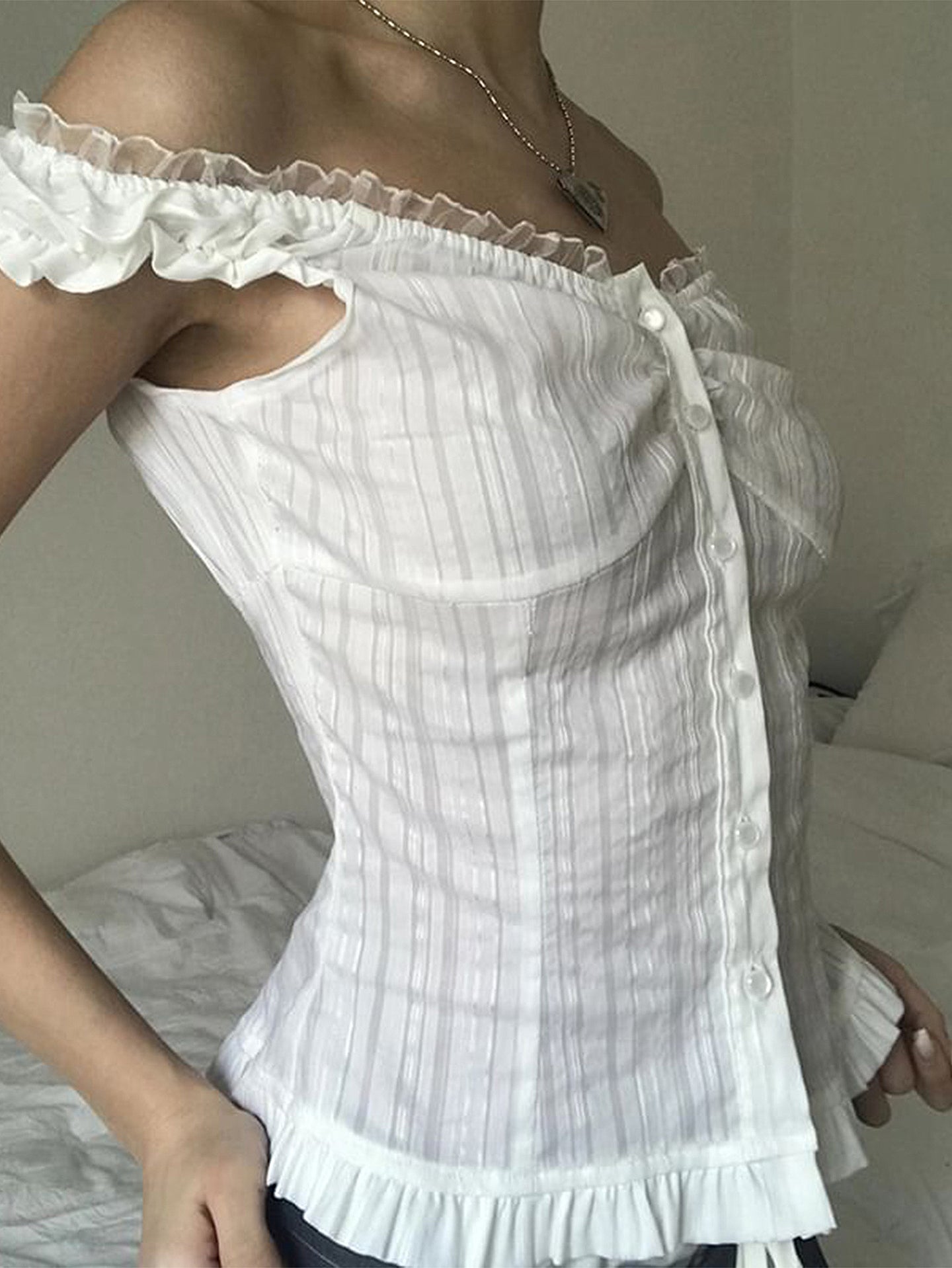 Striped Off-Shoulder Regular Top