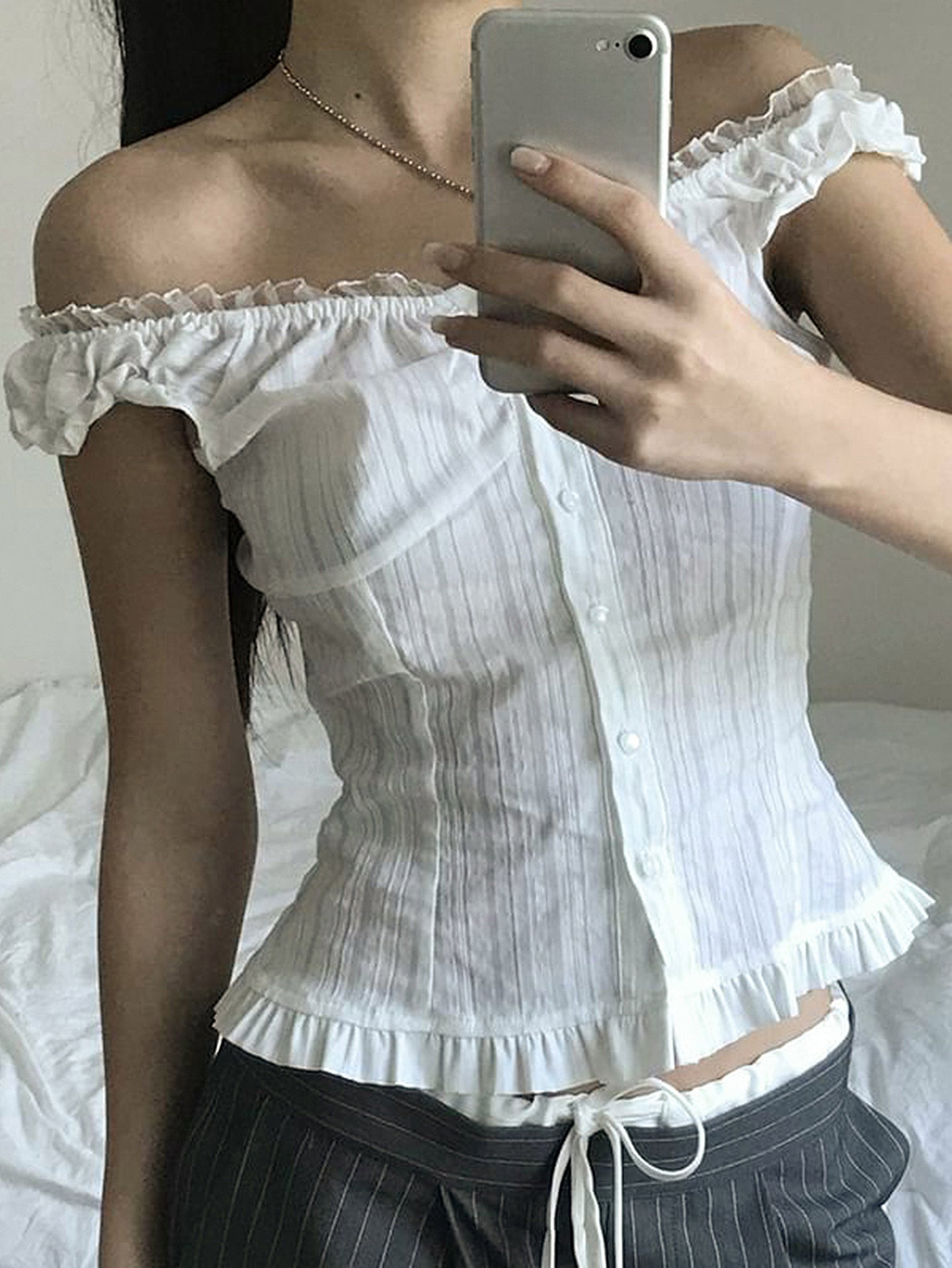 Striped Off-Shoulder Regular Top