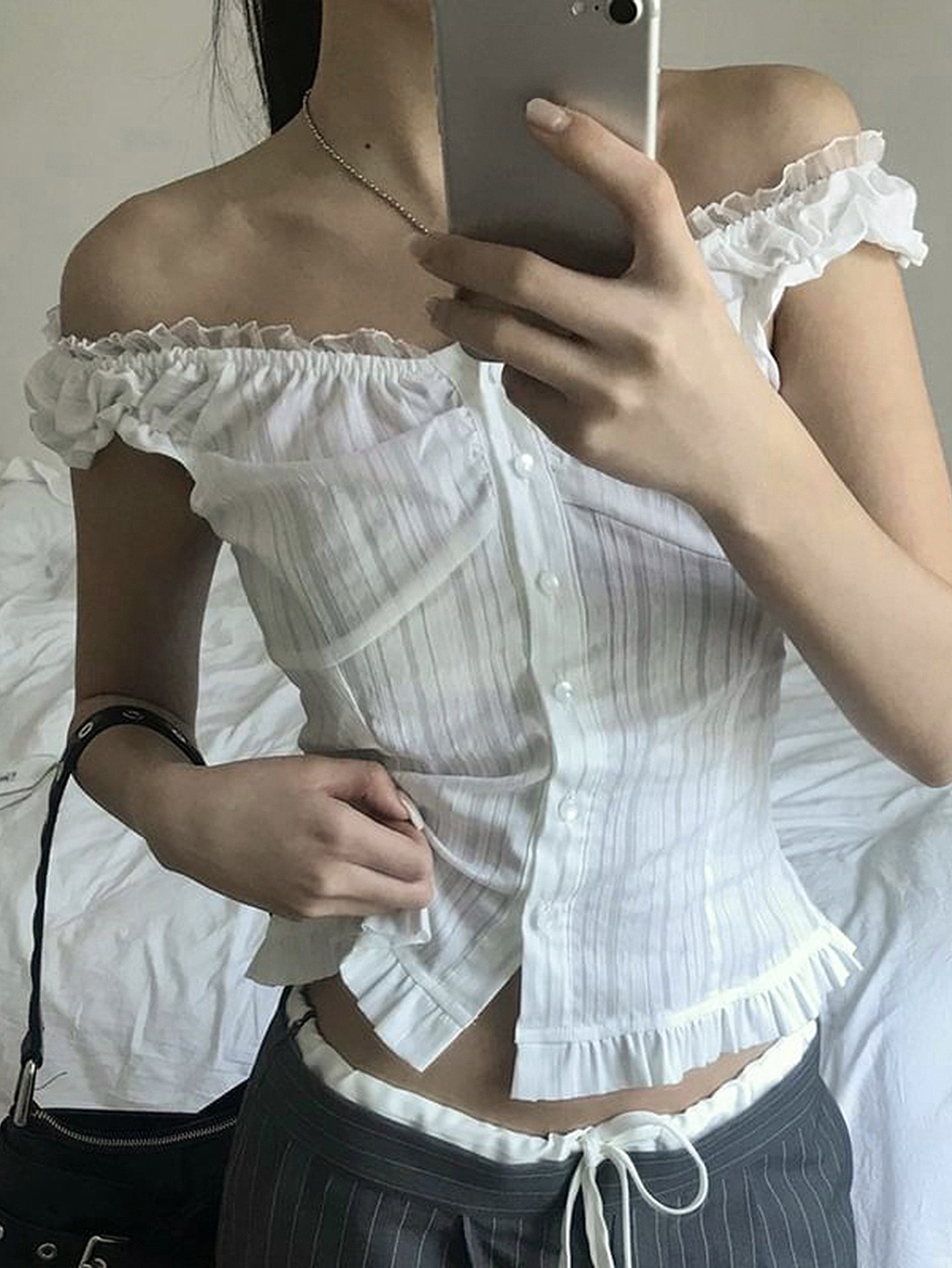 Striped Off-Shoulder Regular Top