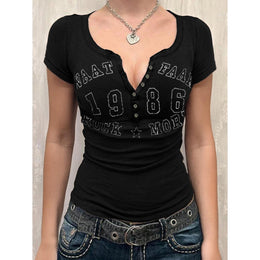 Graphic V-Neck Regular Top