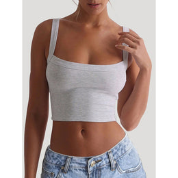 Women Shoulder Straps Fitted Crop Top
