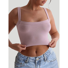 Women Solid Casual Tank Crop Top