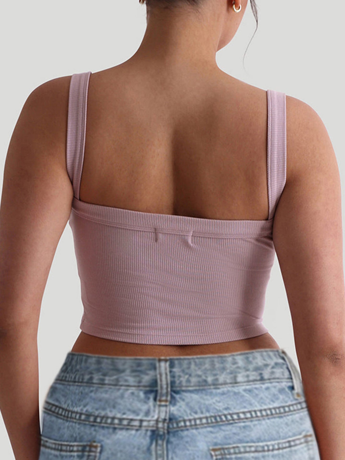 Women Solid Casual Tank Crop Top