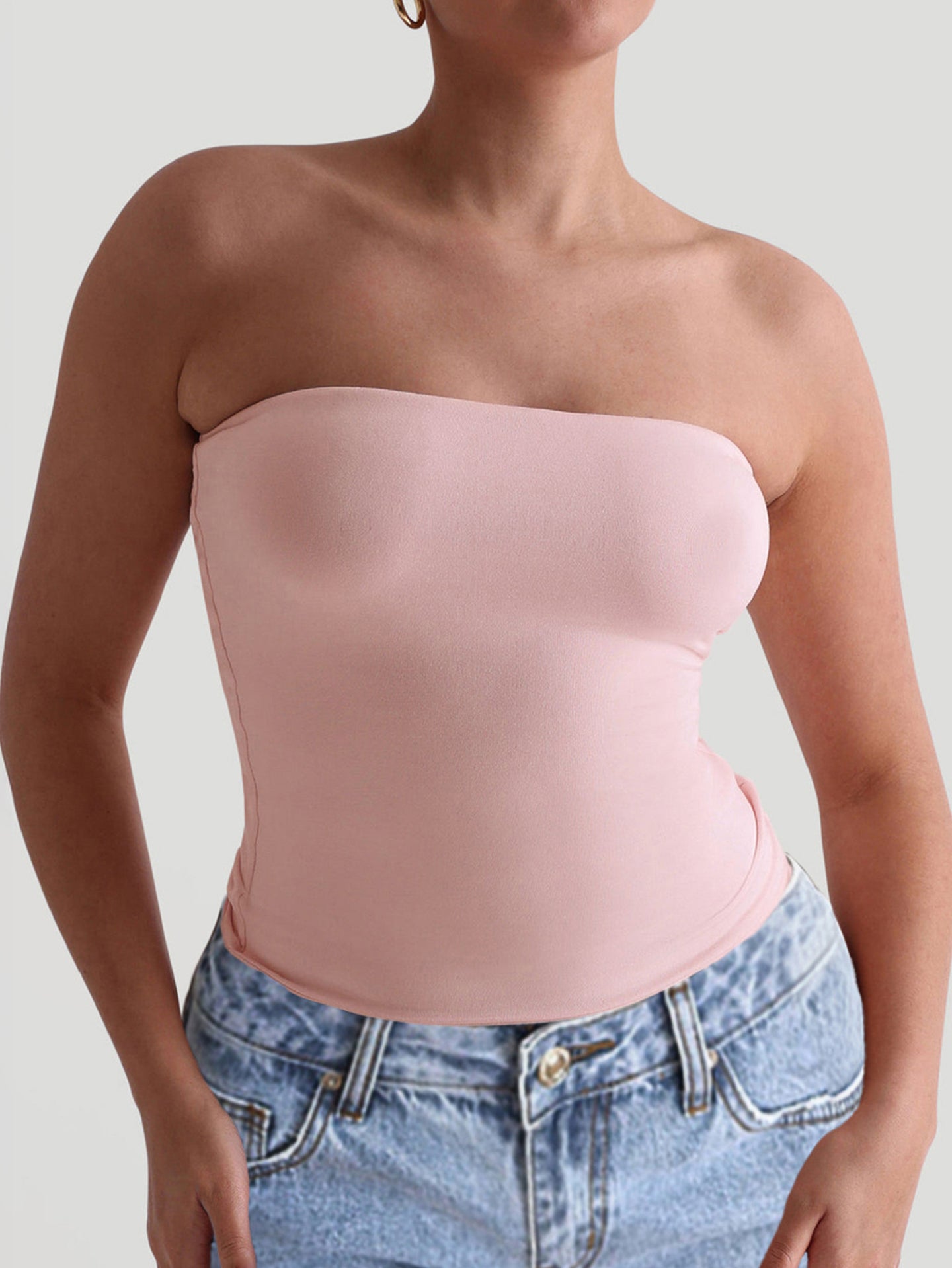 Women Strapless Tube Crop Top