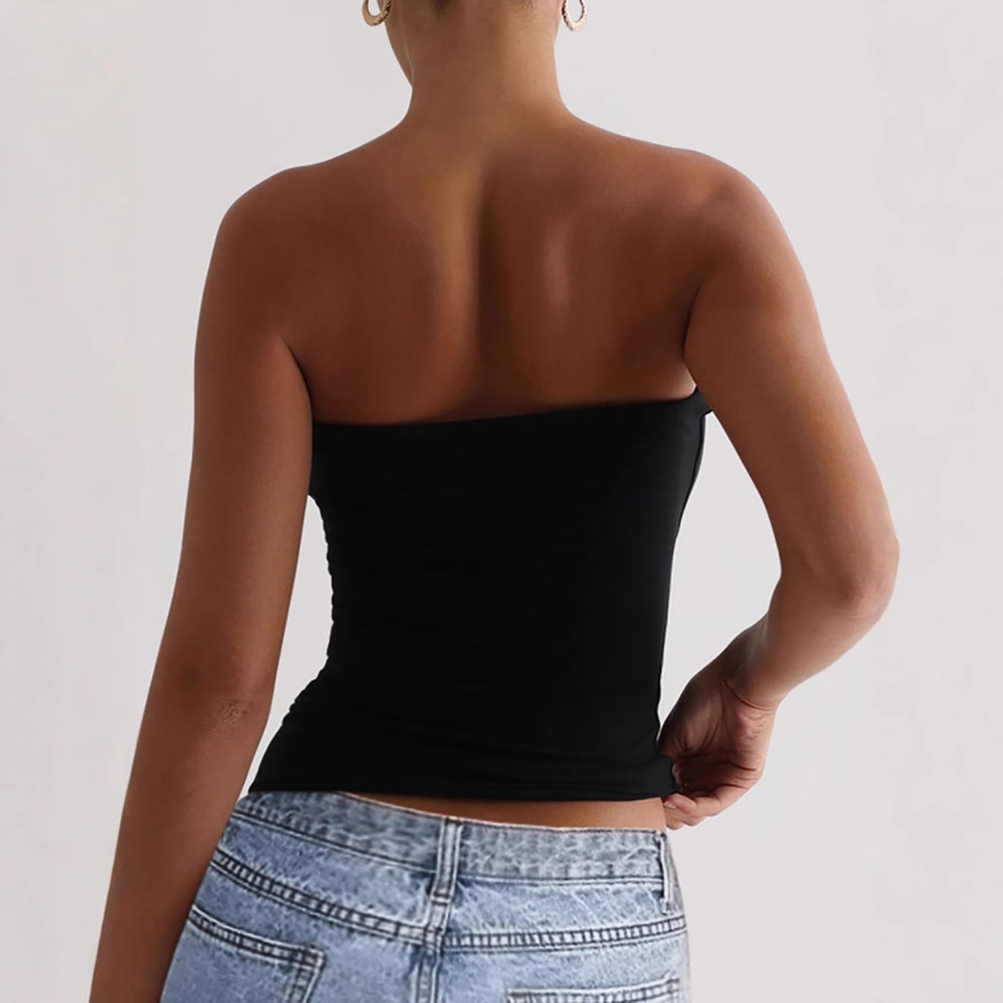 Women Strapless Tube Crop Top