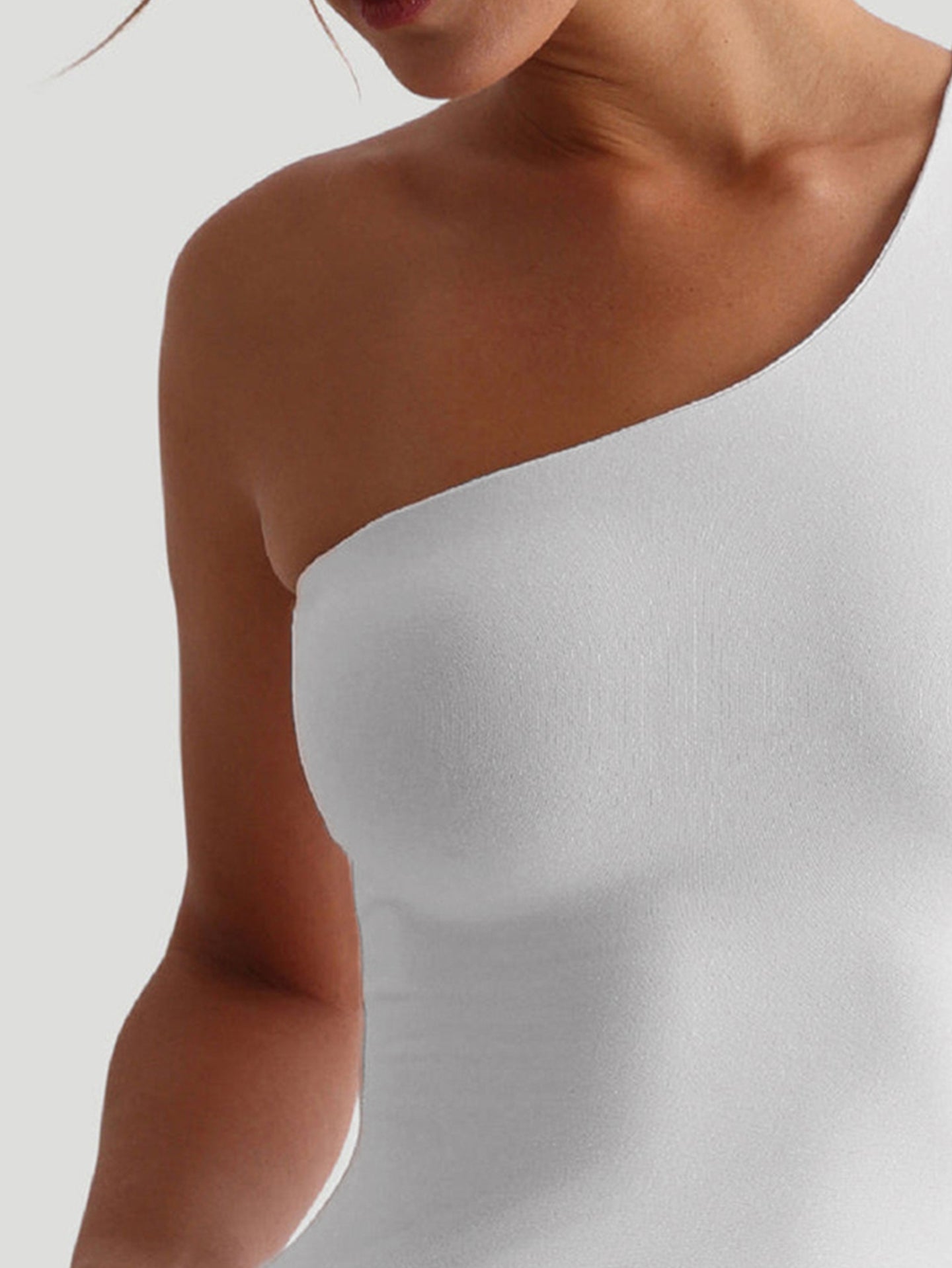 Women One Shoulder Fitted Crop Top