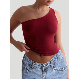 Women One Shoulder Crop Top