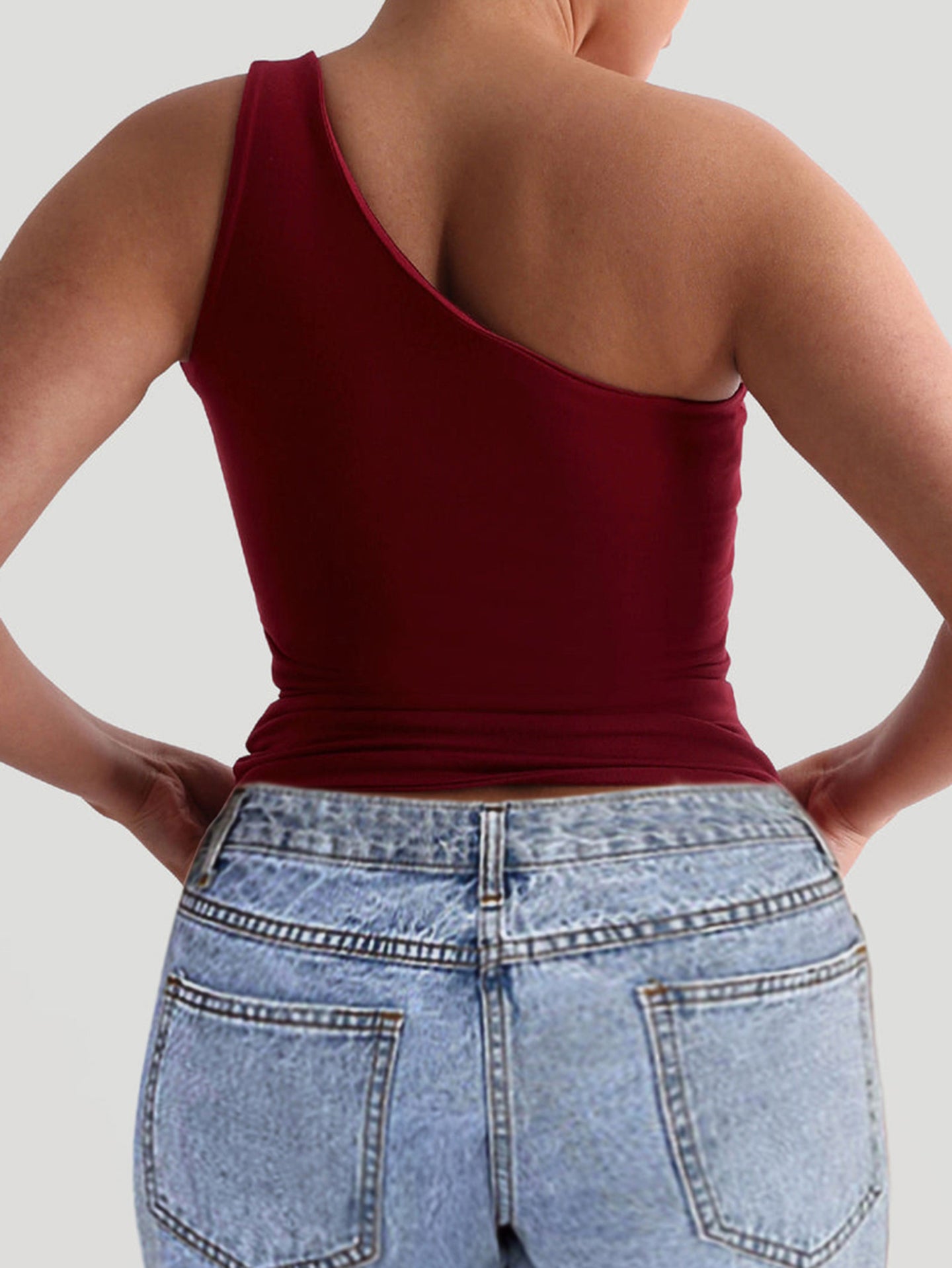 Women One Shoulder Crop Top