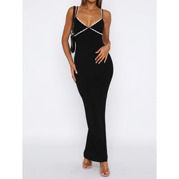 Women Solid Applique Bodycon Maxi Dress