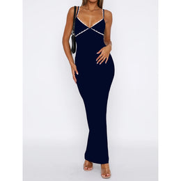 Women Shoulder Straps Bodycon Maxi Dress