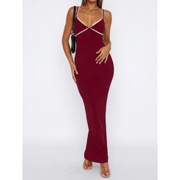 Women Shoulder Straps Bodycon Maxi Dress