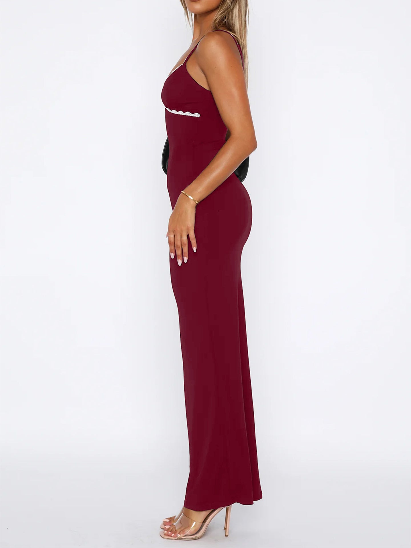 Women Shoulder Straps Bodycon Maxi Dress