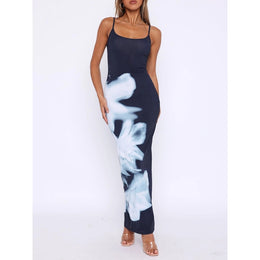 Women Abstract Print Bodycon Maxi Dress