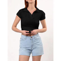 Women Short Sleeves Shirt Style Top