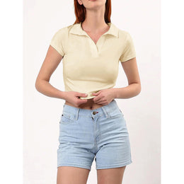 Women Crop Shirt Style Top