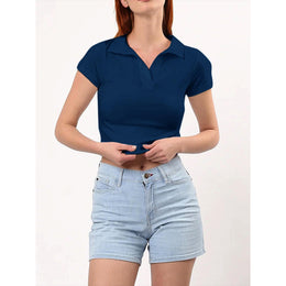 Women Crop Shirt Style Top