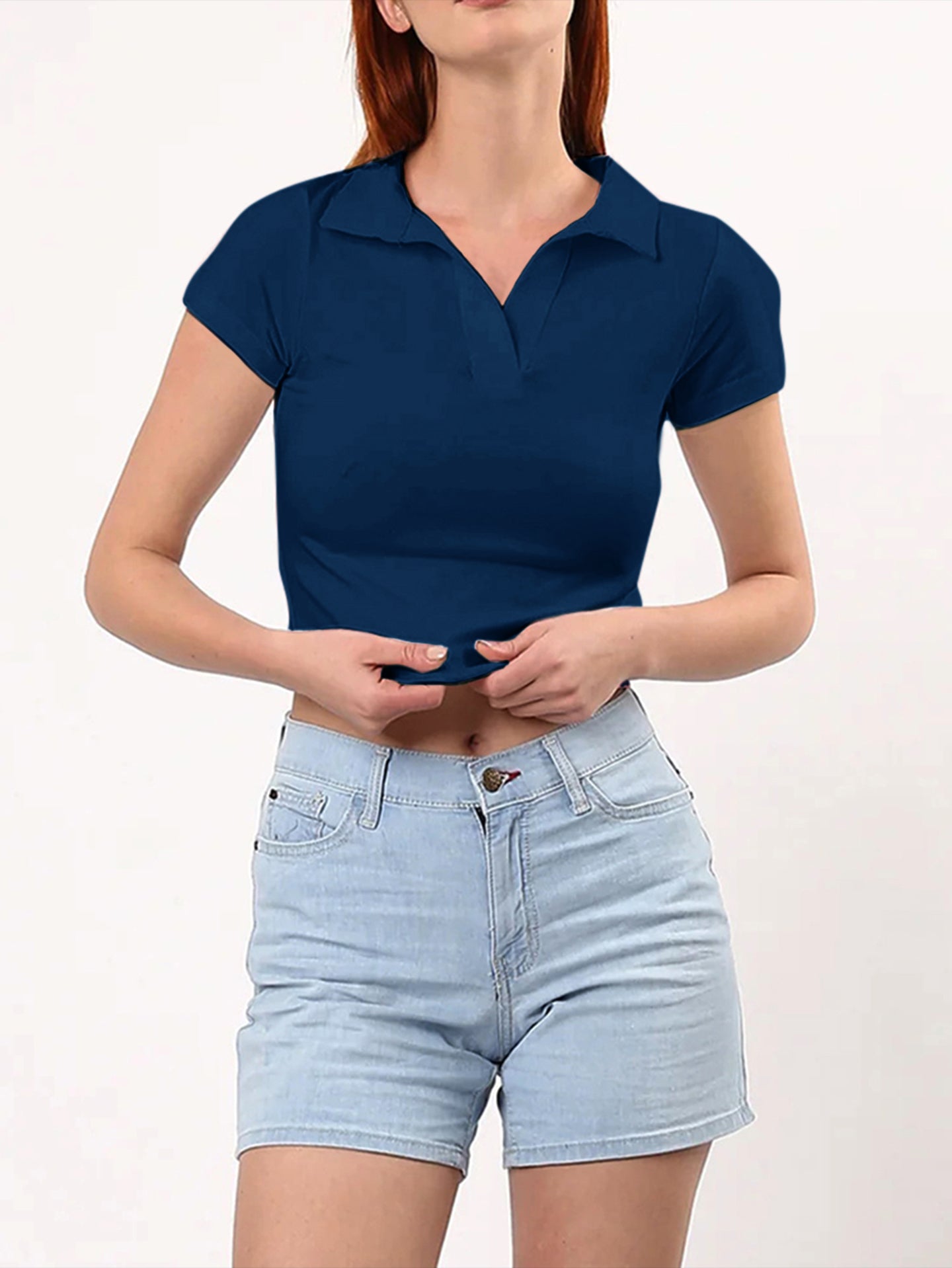 Women Crop Shirt Style Top
